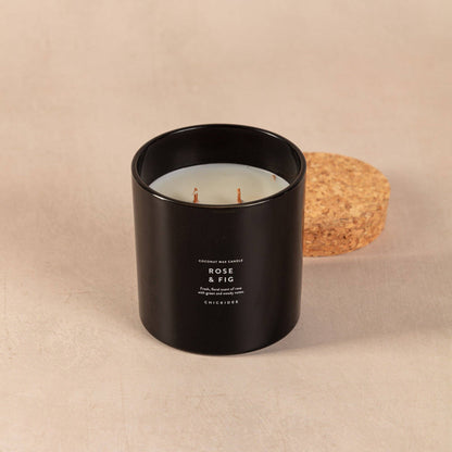 Rose & Fig Scented Noir Candle